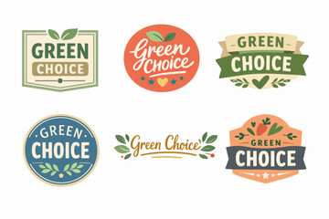 Obraz premium Green choice labels set highlighting organic, natural, zero waste, and eco-friendly product concepts