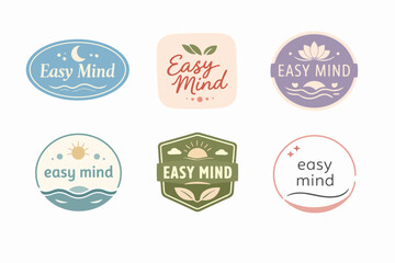 Fototapeta premium Wellness and mindfulness badge collection: easy mind logo designs with nature, health, and calm concepts