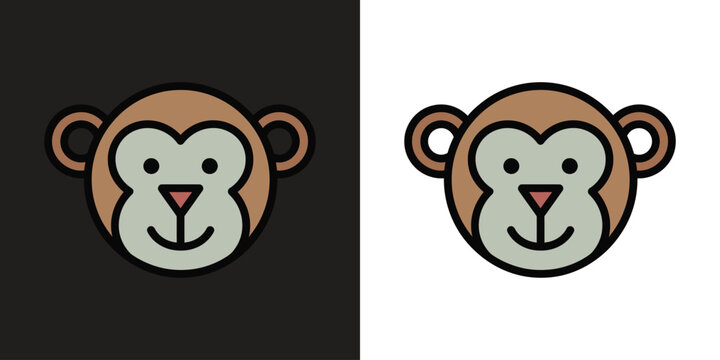 A monkey head logo on black and white backgrounds Vector, illustration