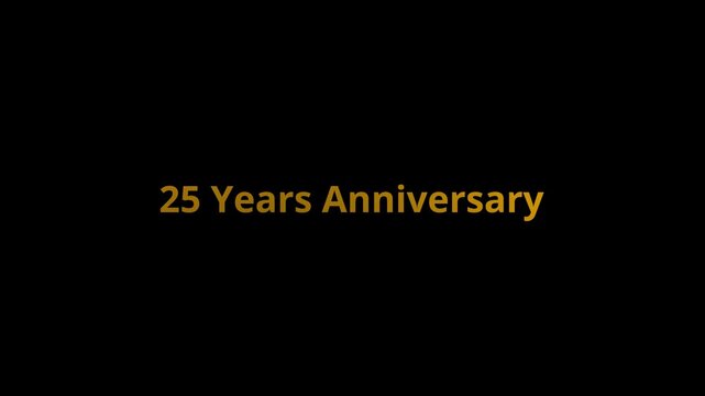 Animated Gold Gradient 25th Anniversary Text Isolated on Transparent Background