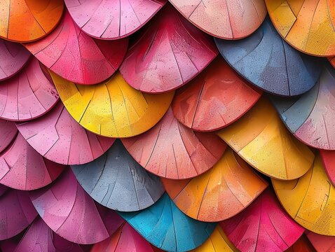 A vibrant and colorful abstract background with overlapping scales