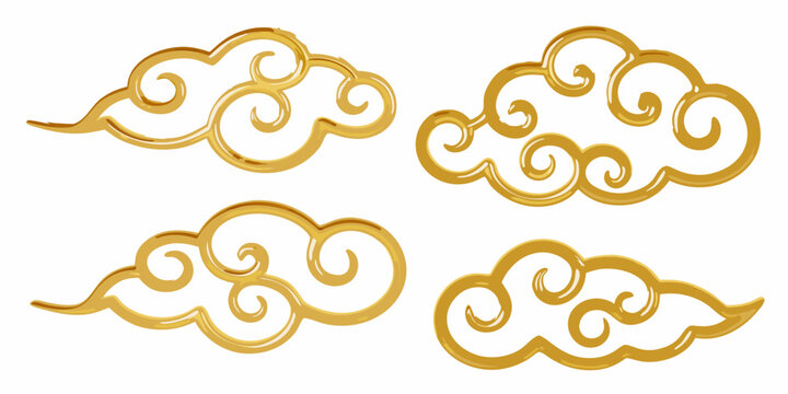 Golden chinese clouds a decorative pattern with swirling ornate shapes