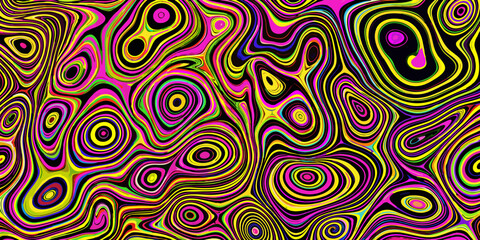 Obraz premium Psychedelic swirling patterns in vibrant neon colors create an abstract design