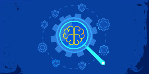 Fototapeta premium Artificial intelligence concept with a brain inside a magnifying glass