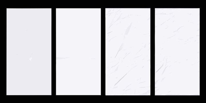Four vertical panels displaying subtle white and gray marble textures