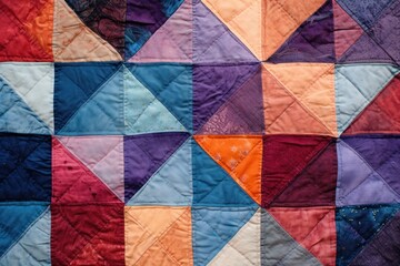 Top view photo of a quilt pattern patchwork clothing apparel.