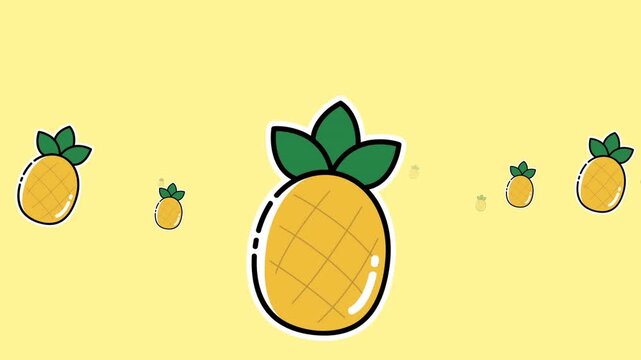 Animation of pineapple icons over yellow background