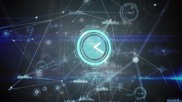 Animation of clock moving over network of connections