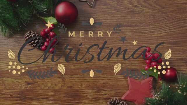 Animation of christmas greetings text and decorations