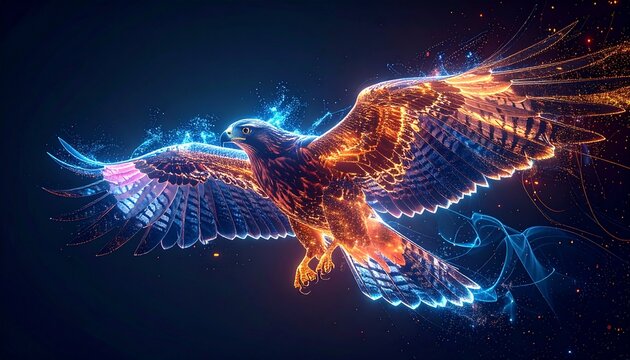 タカ風粒子発光エネルギー抽象未来アート