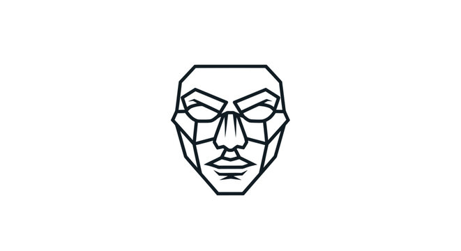 Geometric illustration of a man's face.