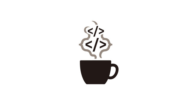 A steaming cup of coding coffee.