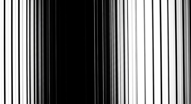 Abstract monochrome image of vertical stripes in varying shades of black and white, creating depth
