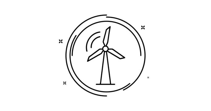 Wind turbine 4k video animation with alpha channel, clean motion design for web, social, and media projects.