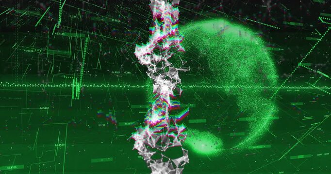 Waveform pulsing initiating central column thickening while green globe resolving for analytics