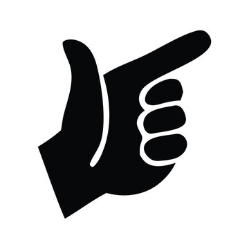 Vibrant graphic illustration of a hand silhouette making a decisive pointing gesture towards the right, symbolizing direction, instruction, or a quick snap, ideal for design elements and communication