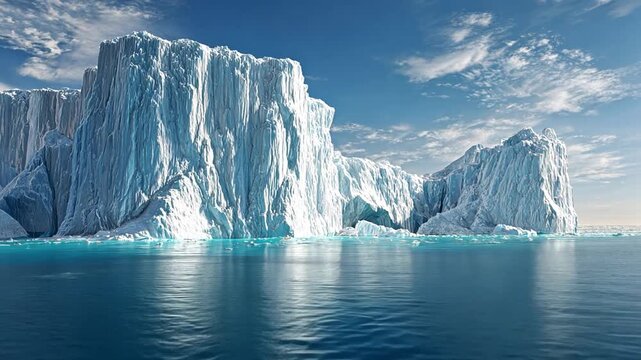 Majestic Iceberg Formation in Clear Blue Ocean Under Bright Sky
