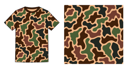 Vector Duck Hunter Camouflage Pattern with T shirt  Mockup © Md. Dalim