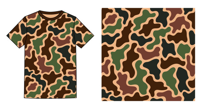 Vector Duck Hunter Camouflage Pattern with T shirt  Mockup