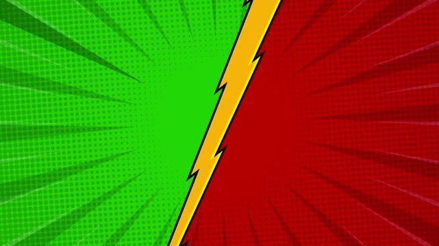 Comic Book Versus Background with Red and Green Split