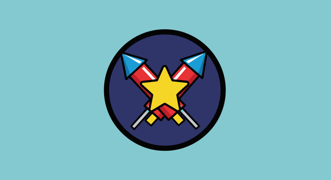 Star and crossed hammer sickle symbol.