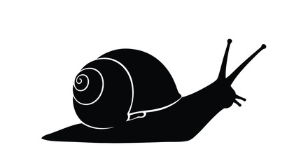 A black silhouette of a snail with visible shell and antennae © Rabbi