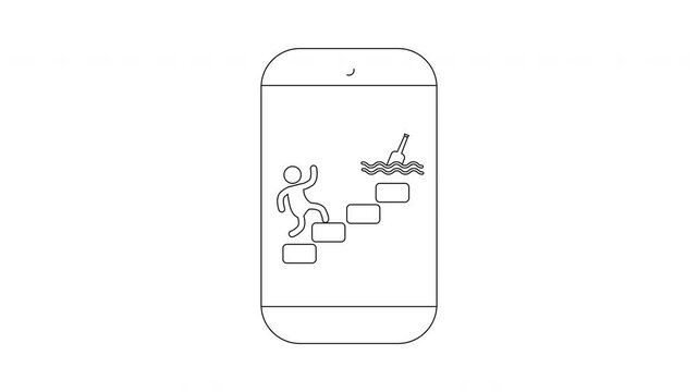 Stick Figure Falling Down Stairs Game on Phone.