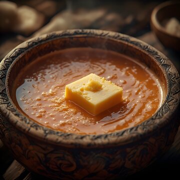 Suja: Traditional Bhutanese Butter Tea with Cheese. Tasty and Popular Bhutanese Foods.