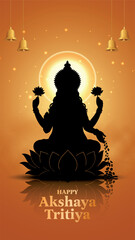 Obraz na płótnie Canvas Happy Akshaya Tritiya festival of India. Creative vector illustration design of goddess laxmi.
