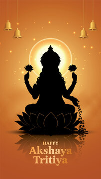 Happy Akshaya Tritiya festival of India. Creative vector illustration design of goddess laxmi.