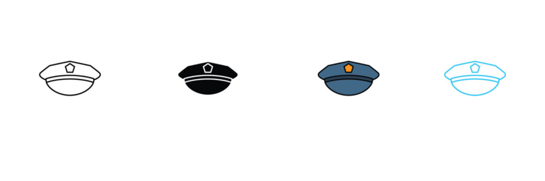 Police Officer Cap Icon for Law Enforcement, Security Uniform, and Authority Service Symbol. Symbol Vector Illustration.