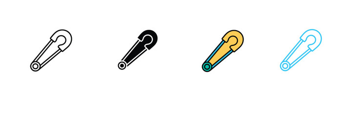 Fototapeta premium Metal Safety Pin Icon for Sewing, Tailoring, and Fastening Accessory Symbol. Symbol Vector Illustration.