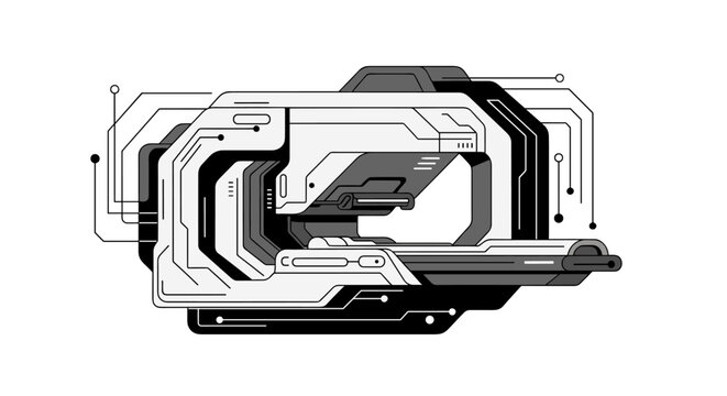 Stylish abstract digital circuit design conveys innovation and connectivity. Perfect for tech marketing, website design, or illustrating complex syste