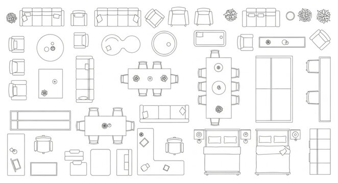 Architectural Floor Plan Symbols and Elements Collection.