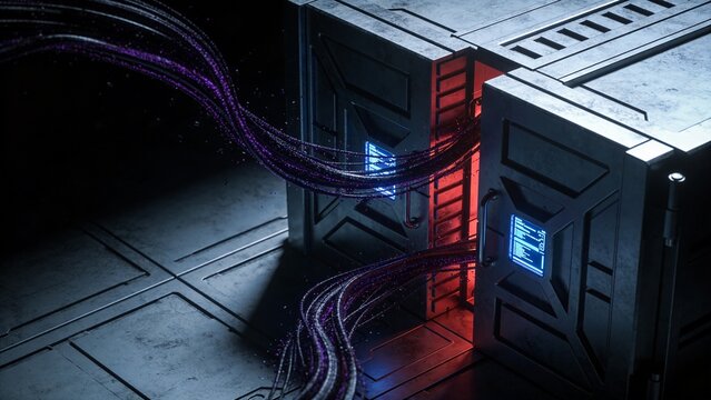 High Security Digital Vault Breached by Corrupted Particles in a Striking Cyber Attack Scene