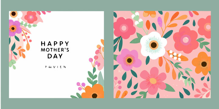 Floral mother s day card designs with vibrant pink and orange blooms