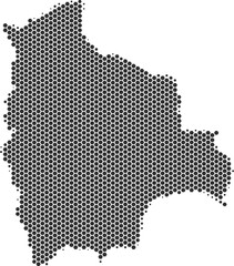Fototapeta premium Bolivia map hexagonal half tone pattern isolated transparent PNG design element. Modern technological contour map of Bolivia for design, infographic, presentations or business projects