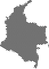 Obraz premium Colombia map hexagonal half tone pattern isolated transparent PNG design element. Modern technological contour map of Colombia for design, infographic, presentations or business projects