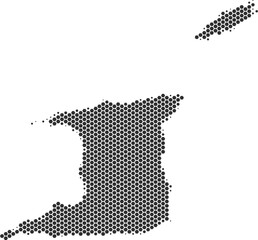 Trinidad and Tobago map hexagonal half tone pattern isolated transparent PNG design element. Modern technological contour map of Trinidad and Tobago for design, infographic, presentations or business