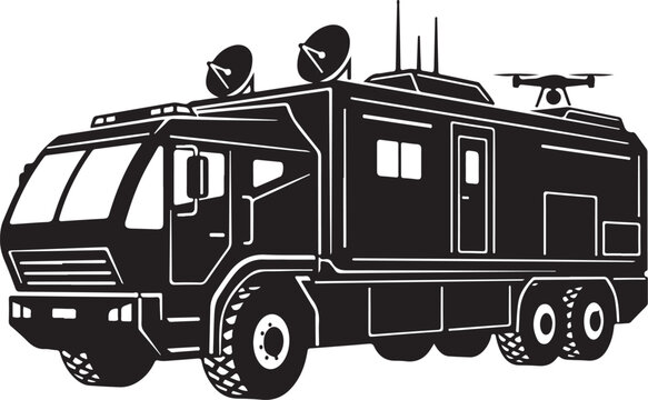 Black, military, command, center, truck, vehicle, illustration, vector