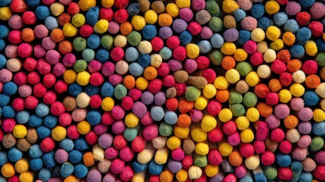 Brightly colored match heads filled the view from above.