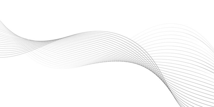 Lines for the background. Black stripes on a white background. Set of wavy lines. Multiple line waves. Creative line art. Grey waves with lines. Vector waves set. Curved wavy line  smooth stripe.