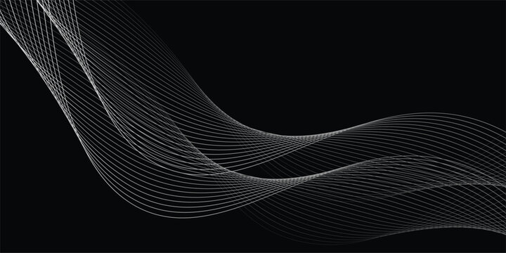 Lines for the background. Black stripes on a white background. Set of wavy lines. Multiple line waves. Creative line art. Grey waves with lines. Vector waves set. Curved wavy line  smooth stripe.