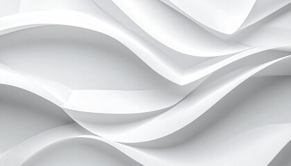 Obraz premium Abstract White 3D Wavy Background with Layered Paper Curves and Soft Shadows