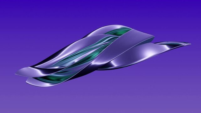Shapes twist and turn in a bright purple background