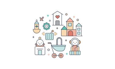 Naklejka premium Medical Healthcare Icon Set Flat Illustration