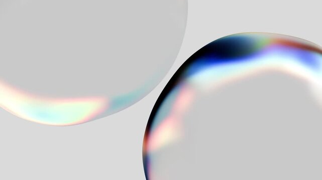 Bubbles float and move while reflecting light and colors