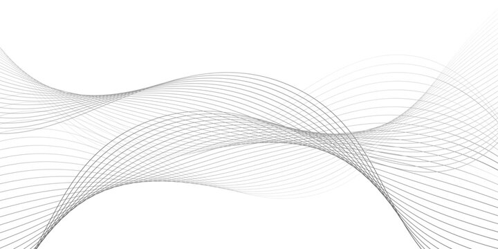 Lines for the background. Black stripes on a white background. Set of wavy lines. Multiple line waves. Creative line art. Grey waves with lines. Vector waves set. Curved wavy line  smooth stripe.