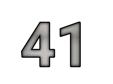 Number 41 Metallic Silver Grey Gradient 3D Style Bold Numerical Symbol