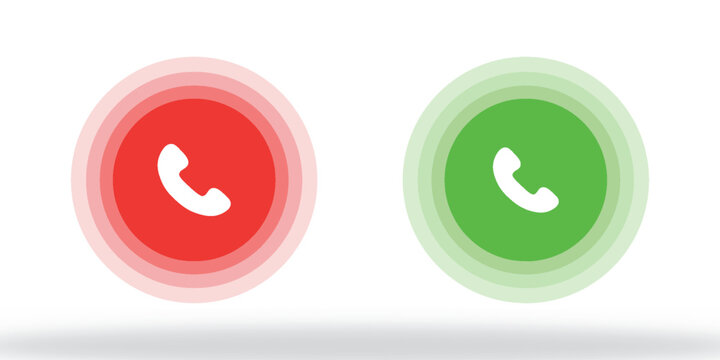 Answer and decline phone call buttons. Phone call. Telephone sign. Accept call and decline phone icons. vector